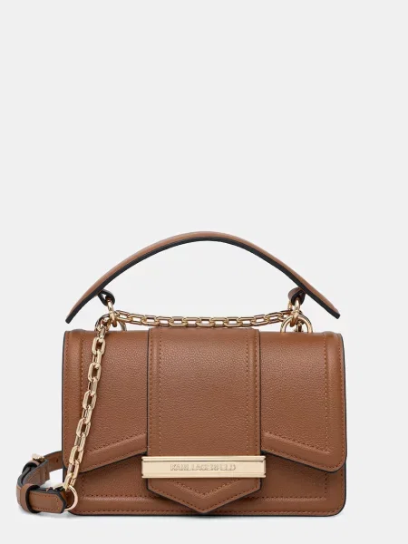 Karl Lagerfeld torebka crossbody skórzana K/NOVA brązowa