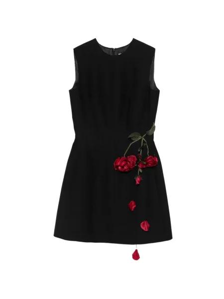 Rochie mini Cristina Savulescu cu model floral cu aplicații de costum negru