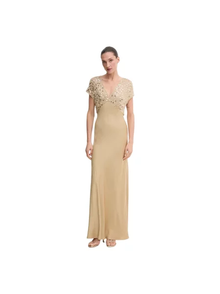 Sukienka maxi Never Fully Dressed dzwony żółta