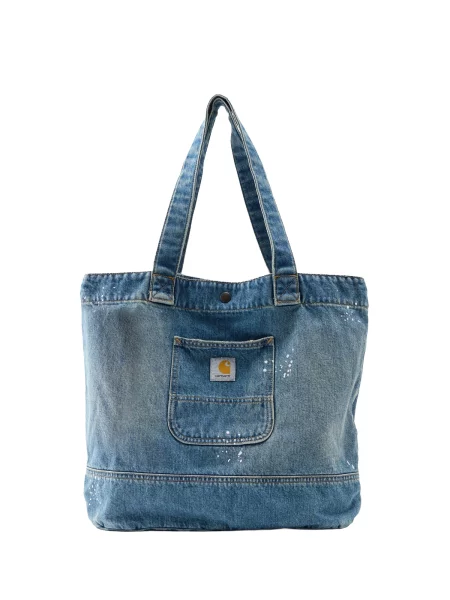 Geantă Carhartt WIP Denim Tote Blue Destroy Wash Splatter Universal albastru