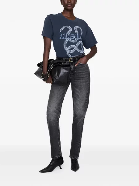 Tricou Anine Bing cu model piele de șarpe albastru