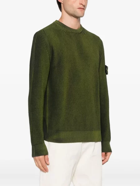 Pulover Stone Island cu decolteu rotund cu strasuri verde