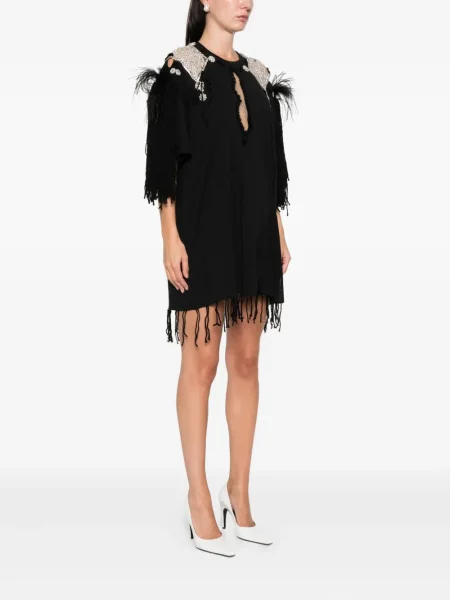 Rochie mini Loulou cu pene de costum negru
