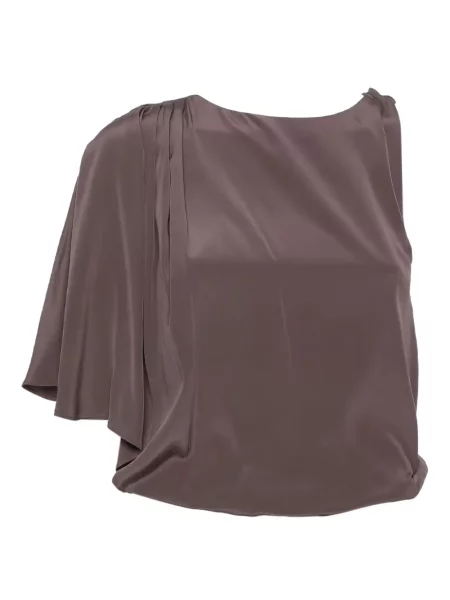 Bluzka Alice + Olivia asymetryczna drapowana brązowa