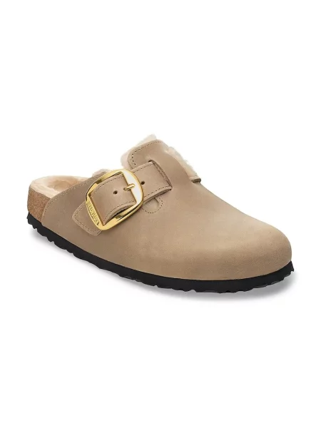 Ovčje kože natikači Birkenstock z zaponko bež