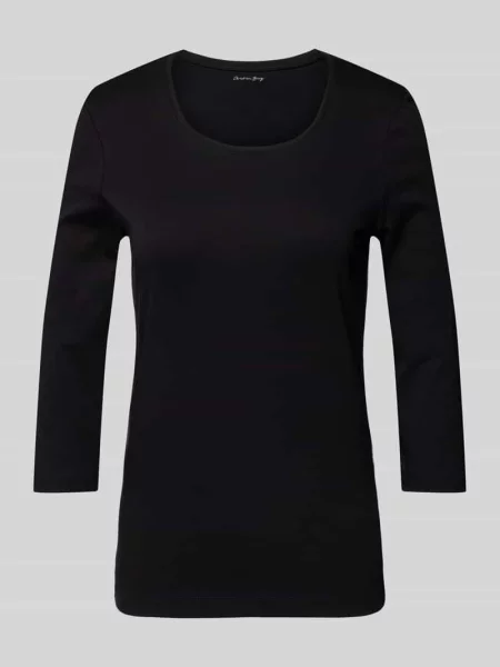 T-shirt z rękawami o długości w jednolitym kolorze Christian Berg Woman czarna