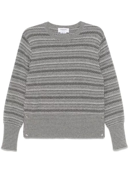 Pulover Thom Browne din jacard gri