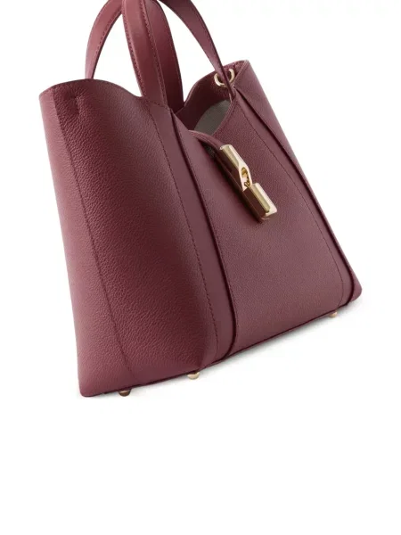 Bőr shopper táska Furla piros