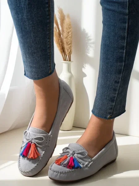 Mocasini Resti din piele de căprioară gri