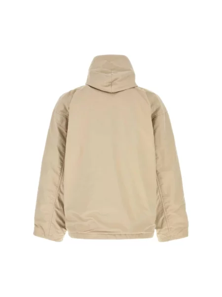Lniany kurtka bomber Balenciaga z nadrukiem beżowy