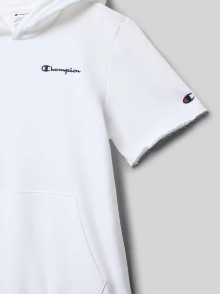 Męski t-shirt o kroju regular fit z kapturem Champion biała