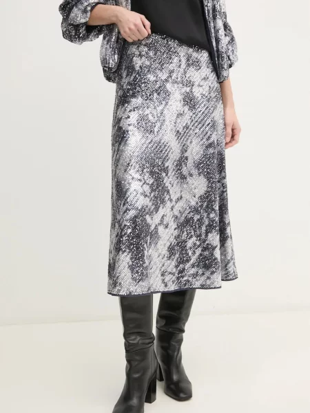 Fustă midi Diane Von Furstenberg până la genunchi argintiu
