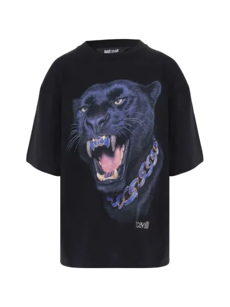 Tricou Just Cavalli cu imagine negru