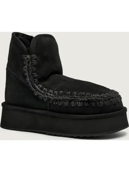 MOU Bocanci Platform boot suede cu adaos de lână negru
