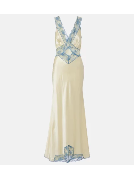 Rochie maxi Sir de mătase galben