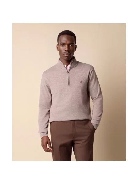 Sweter Brooks Brothers wełniany z logo różowy