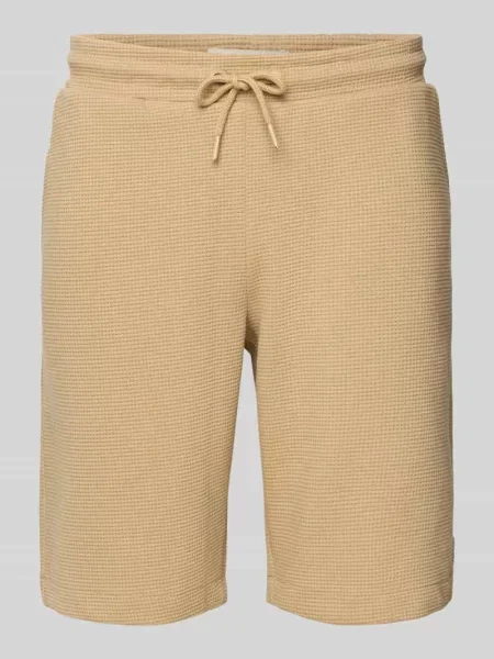 Szorty z dzianiny dresowej o kroju regular fit z fakturowanym wzorem model ‘CASPER’ Blend beżowe