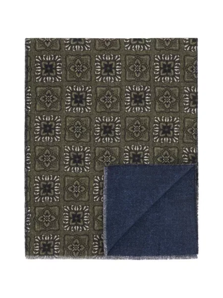 Fular Boggi Milano de lână cu model floral cu imagine verde