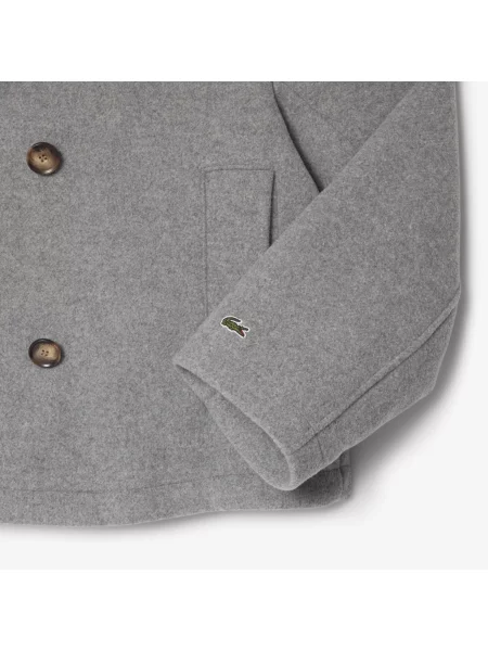Lacoste Krótki Płaszcz W Grochy Z Mieszanki Wełny O Luźnym Kroju szary