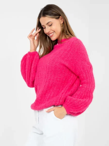 Pulover Italy Moda cu mâneci balon alb