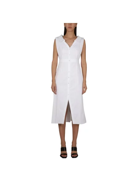 Sukienka midi Alexander Mcqueen bez rękawów do kolan biała