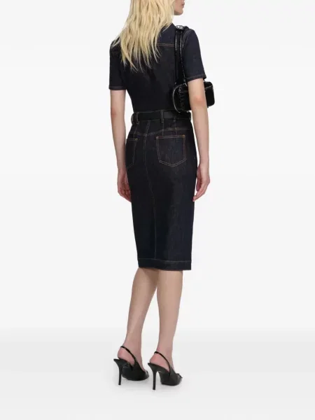 Sukienka jeansowa Self-portrait do kolan garniturowa niebieska