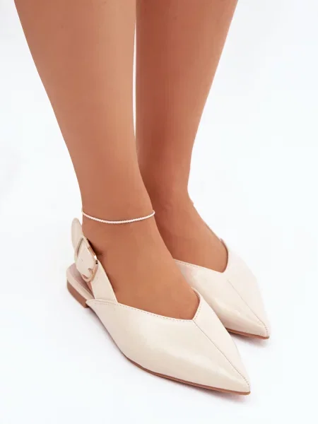 Usnjene lakirane balerinke Boto z zaponko bež