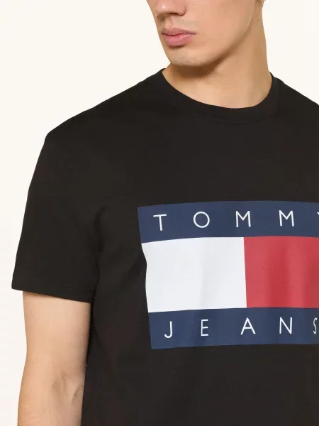 Tommy Jeans Tričko černá / červená bílá