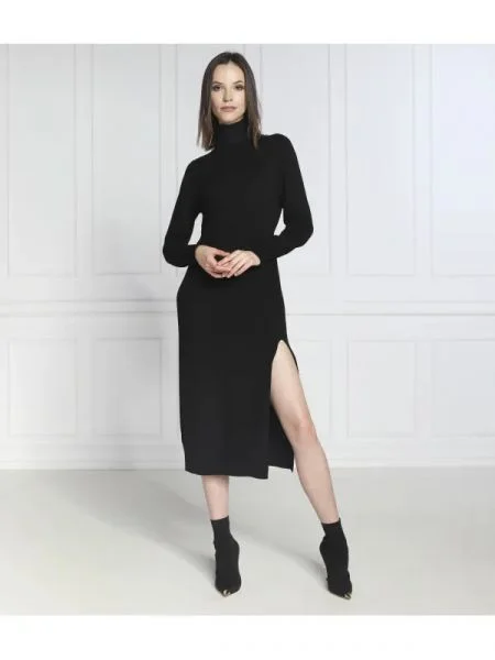 Michael Kors Rochie cu adaos de lână și cașmir negru