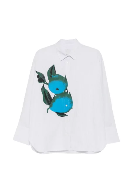 Cămașă Paul Smith cu dungi cu imagine alb