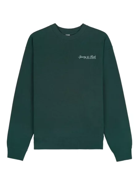 Pulover Sporty & Rich cu imagine cu decolteu rotund verde