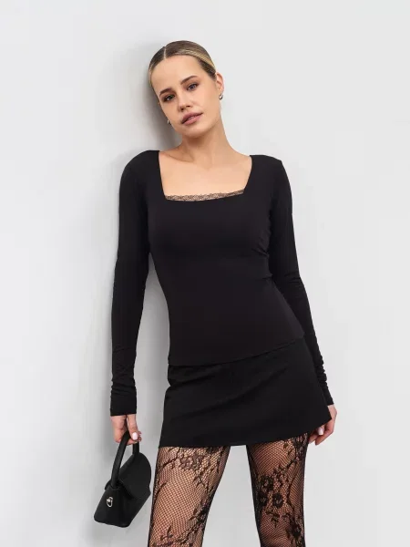 Лонгслів Romashka Романтік віскоза/нейлон чорний