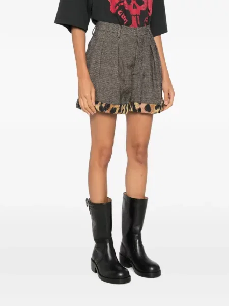 Pantaloni scurți R13 cu imagine cu model leopard maro