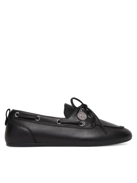 Loafersy Karl Lagerfeld skórzane czarne