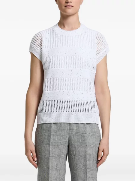 Pulover Peserico cu paiete alb
