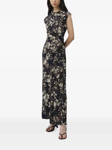 Rochie maxi Simkhai cu model floral cu imagine drapată negru