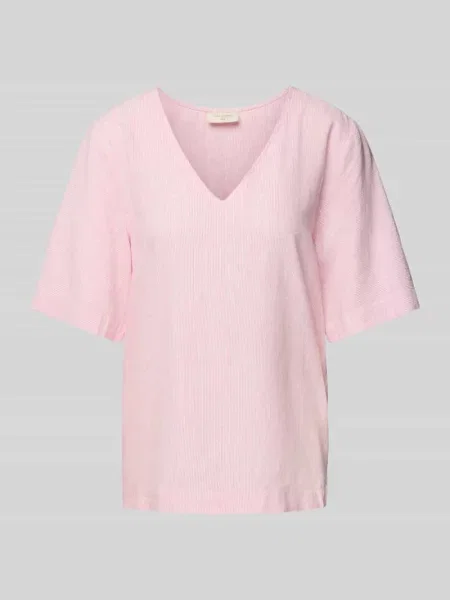 Bluzka lniana o kroju regular fit z dekoltem w serek model ‘Lava’ Free/quent