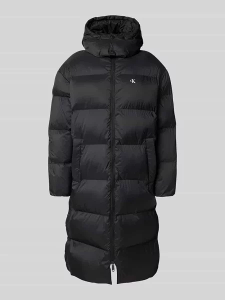 Płaszcz pikowany o kroju regular fit z nadrukiem z logo Calvin Klein Jeans czarny