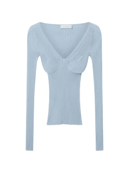 Top Stella Mccartney tricotate cu decolteu în V albastru