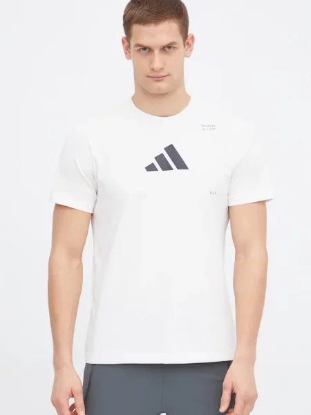 Тениска за трениране adidas Performance с принт бежово