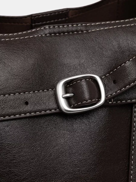 Calvin Klein Torebka Buckle Medium Work Tote brązowy