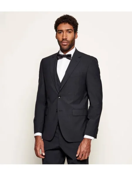 BOSS BLACK Gyapjú zakó fekete