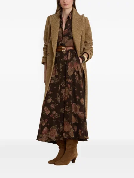 Φλοράλ μίντι φόρεμα Lauren Ralph Lauren με σχέδιο καφέ