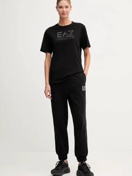 Спортивные штаны Ea7 Emporio Armani с принтом черные
