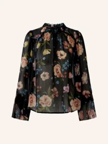 Oui Bluzka Z Falbanami schwarz czarna