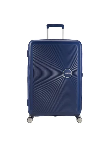 Lniana walizka American Tourister niebieska