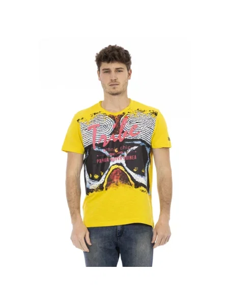Koszulka Trussardi z okrągłym dekoltem casual żółta