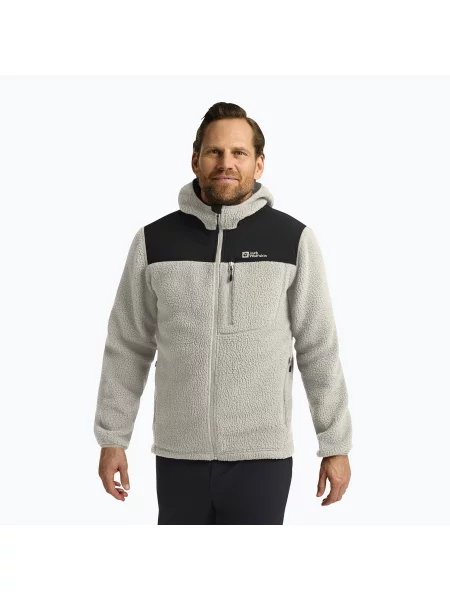Férfi Jack Wolfskin Kammweg Pile Fz polár pulóver világos homokszínben. Méret: XL bézs