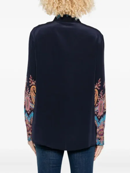 Cămașă Etro de mătase cu imagine cu model paisley negru