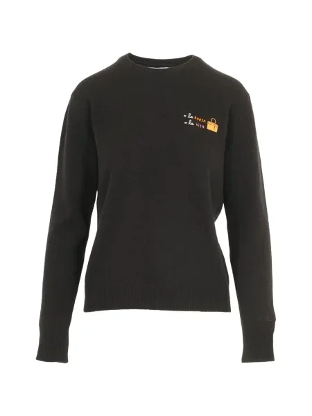 Top Mc2 Saint Barth cu broderie de lână negru
